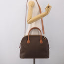 CELINE Macadam Canvas Hand Bag PVC Leather 2way Brown Gold Auth 208298-25