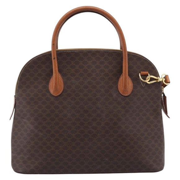 CELINE Macadam Canvas Hand Bag PVC Leather 2way Brown Gold Auth 208298