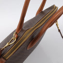 CELINE Macadam Canvas Hand Bag PVC Leather 2way Brown Gold Auth 208298-6