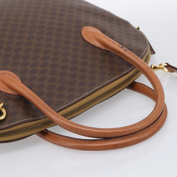 CELINE Macadam Canvas Hand Bag PVC Leather 2way Brown Gold Auth 208298