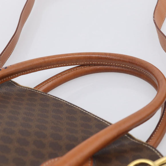 CELINE Macadam Canvas Hand Bag PVC Leather 2way Brown Gold Auth 208298