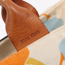 Miu Miu Hand Bag Canvas Ivory Gold Auth 208299-17
