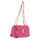 PRADA Chain Shoulder Bag Nylon Pink Gold Auth 208300A-1