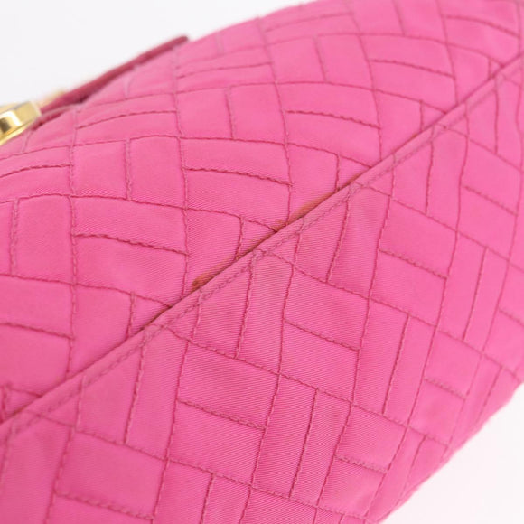 PRADA Chain Shoulder Bag Nylon Pink Gold Auth 208300A