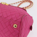PRADA Chain Shoulder Bag Nylon Pink Gold Auth 208300A-13