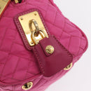 PRADA Chain Shoulder Bag Nylon Pink Gold Auth 208300A-16