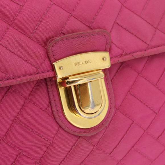 PRADA Chain Shoulder Bag Nylon Pink Gold Auth 208300A