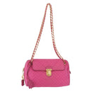 PRADA Chain Shoulder Bag Nylon Pink Gold Auth 208300A-2