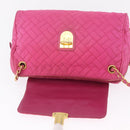 PRADA Chain Shoulder Bag Nylon Pink Gold Auth 208300A-20