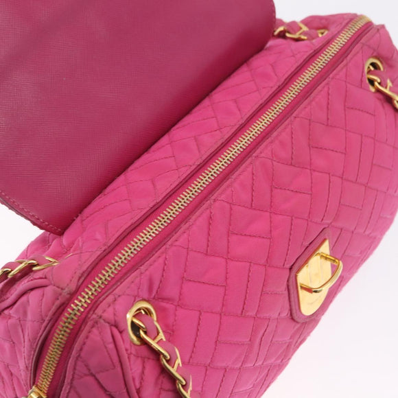 PRADA Chain Shoulder Bag Nylon Pink Gold Auth 208300A