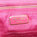 PRADA Chain Shoulder Bag Nylon Pink Gold Auth 208300A-23