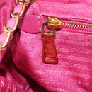 PRADA Chain Shoulder Bag Nylon Pink Gold Auth 208300A-28