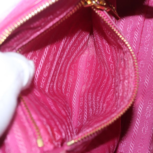 PRADA Chain Shoulder Bag Nylon Pink Gold Auth 208300A