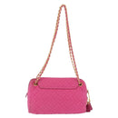 PRADA Chain Shoulder Bag Nylon Pink Gold Auth 208300A-3