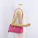 PRADA Chain Shoulder Bag Nylon Pink Gold Auth 208300A-33