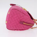 PRADA Chain Shoulder Bag Nylon Pink Gold Auth 208300A-4