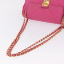 PRADA Chain Shoulder Bag Nylon Pink Gold Auth 208300A-7