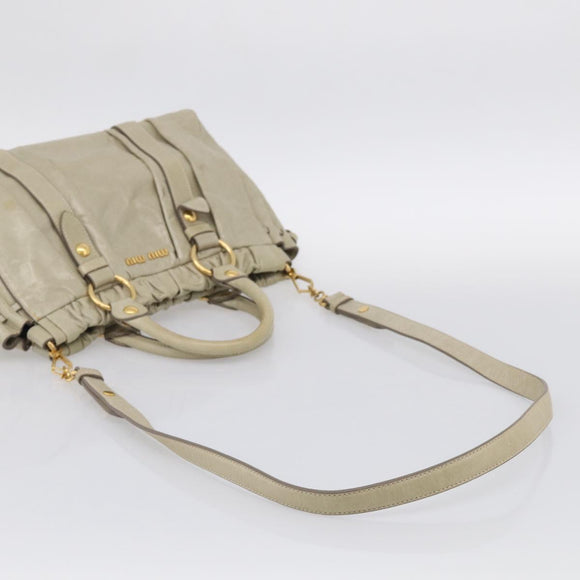 Miu Miu Matelasse Hand Bag Vitellolux 2way Beige Gold Auth 208301A