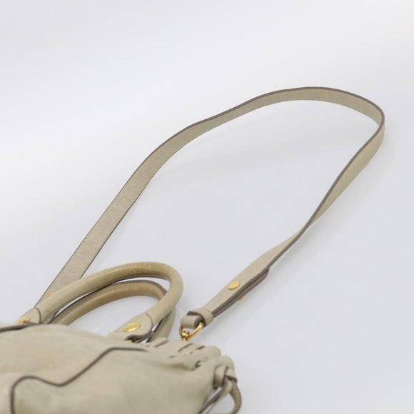 Miu Miu Matelasse Hand Bag Vitellolux 2way Beige Gold Auth 208301A