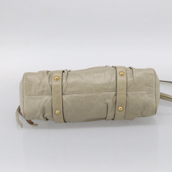 Miu Miu Matelasse Hand Bag Vitellolux 2way Beige Gold Auth 208301A