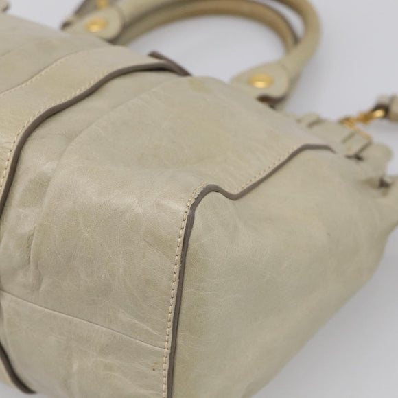 Miu Miu Matelasse Hand Bag Vitellolux 2way Beige Gold Auth 208301A