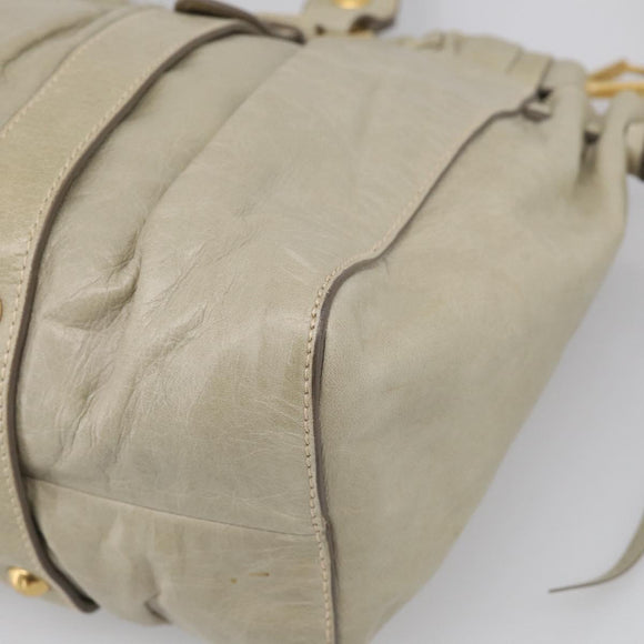 Miu Miu Matelasse Hand Bag Vitellolux 2way Beige Gold Auth 208301A