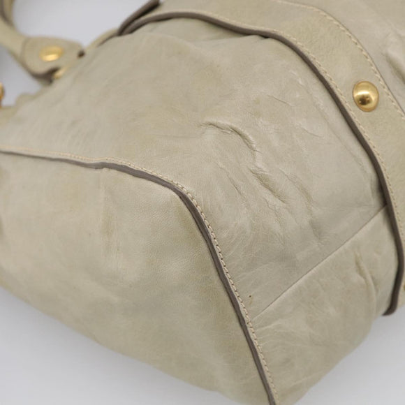 Miu Miu Matelasse Hand Bag Vitellolux 2way Beige Gold Auth 208301A