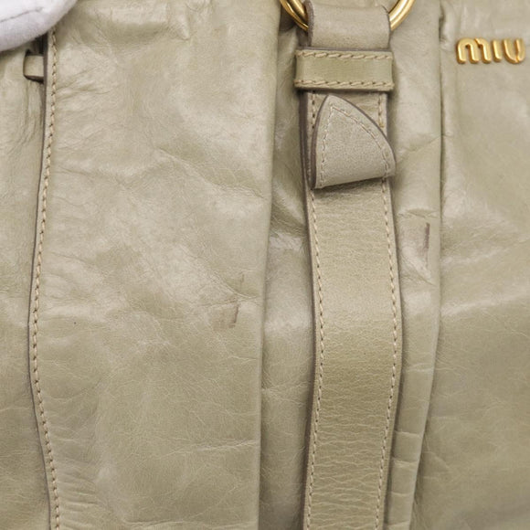 Miu Miu Matelasse Hand Bag Vitellolux 2way Beige Gold Auth 208301A