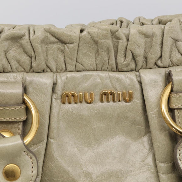 Miu Miu Matelasse Hand Bag Vitellolux 2way Beige Gold Auth 208301A