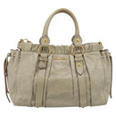 Miu Miu Matelasse Hand Bag Vitellolux 2way Beige Gold Auth 208301A-2