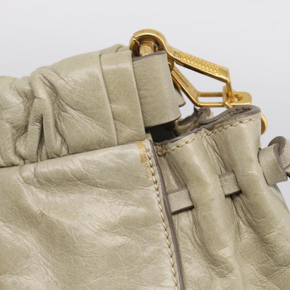 Miu Miu Matelasse Hand Bag Vitellolux 2way Beige Gold Auth 208301A
