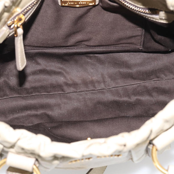 Miu Miu Matelasse Hand Bag Vitellolux 2way Beige Gold Auth 208301A