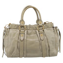 Miu Miu Matelasse Hand Bag Vitellolux 2way Beige Gold Auth 208301A-3