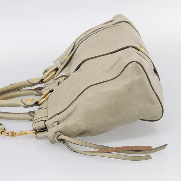 Miu Miu Matelasse Hand Bag Vitellolux 2way Beige Gold Auth 208301A