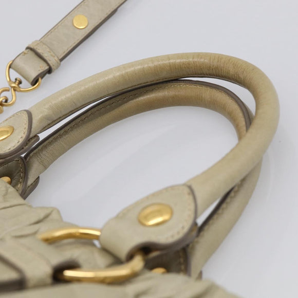 Miu Miu Matelasse Hand Bag Vitellolux 2way Beige Gold Auth 208301A