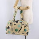 CELINE Boston Bag Leather Beige Silver Auth 208302A-25