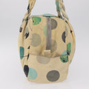 CELINE Boston Bag Leather Beige Silver Auth 208302A-5