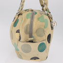 CELINE Boston Bag Leather Beige Silver Auth 208302A-6