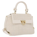 Salvatore Ferragamo Sofia Gancini Hand Bag Leather 2way White Gold Auth 208303-1