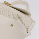 Salvatore Ferragamo Sofia Gancini Hand Bag Leather 2way White Gold Auth 208303-12