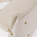 Salvatore Ferragamo Sofia Gancini Hand Bag Leather 2way White Gold Auth 208303-13