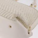 Salvatore Ferragamo Sofia Gancini Hand Bag Leather 2way White Gold Auth 208303-14