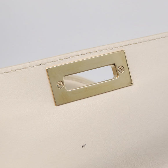 Salvatore Ferragamo Sofia Gancini Hand Bag Leather 2way White Gold Auth 208303