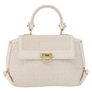 Salvatore Ferragamo Sofia Gancini Hand Bag Leather 2way White Gold Auth 208303-2