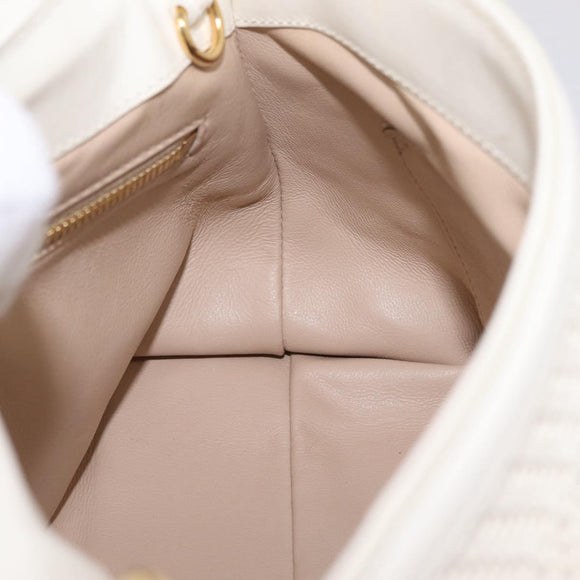 Salvatore Ferragamo Sofia Gancini Hand Bag Leather 2way White Gold Auth 208303