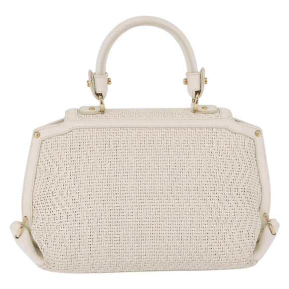Salvatore Ferragamo Sofia Gancini Hand Bag Leather 2way White Gold Auth 208303
