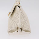 Salvatore Ferragamo Sofia Gancini Hand Bag Leather 2way White Gold Auth 208303-4