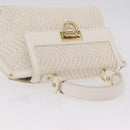 Salvatore Ferragamo Sofia Gancini Hand Bag Leather 2way White Gold Auth 208303-6