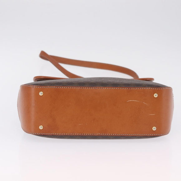 CELINE Macadam Canvas Hand Bag PVC Leather 2way Brown Gold Auth 208305A