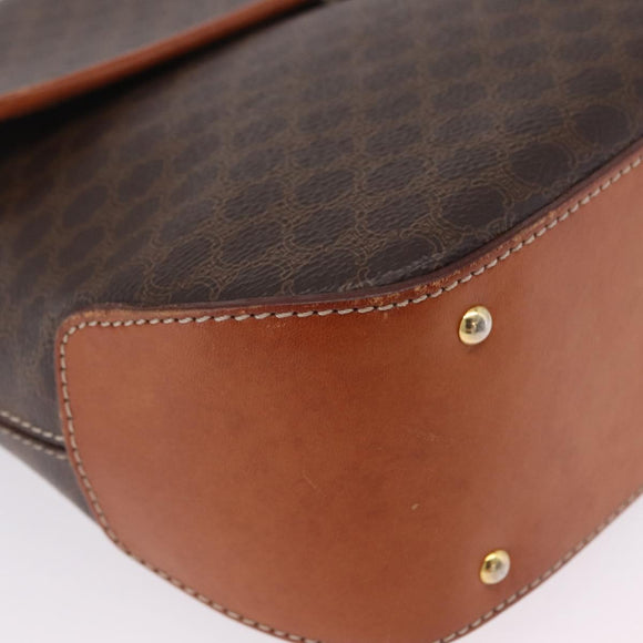 CELINE Macadam Canvas Hand Bag PVC Leather 2way Brown Gold Auth 208305A